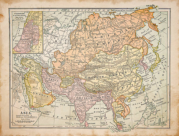 Victorian Vintage Map of Asia stock photo