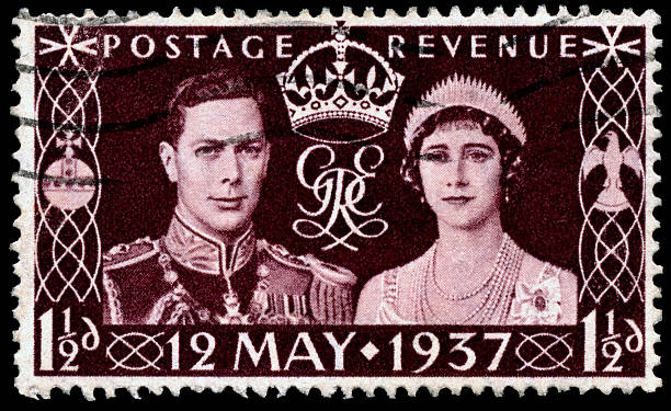 British Coronation Couple Postage Stamp  george vi stock pictures, royalty-free photos & images