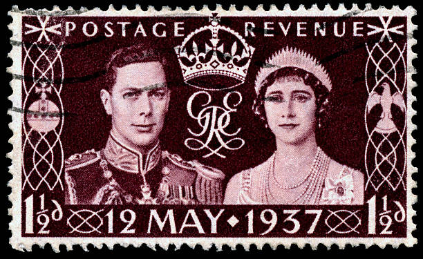 coroação Casal Selo Postal - fotografia de stock