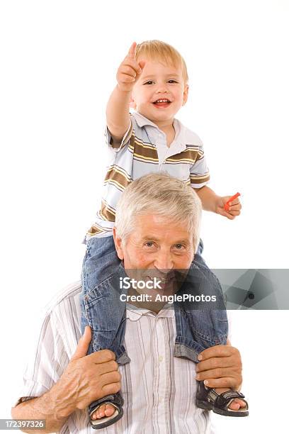 Grandfather With Grandchild Stock Photo - Download Image Now - Child, Mischief, Shoulder