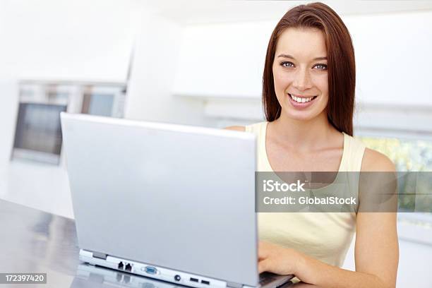 Enjoying Her New Laptop Stock Photo - Download Image Now - Adult, Adults Only, Beautiful People