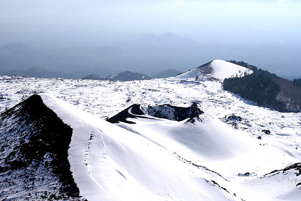 Craters of Etna covered of snow