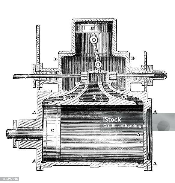 19 Ème Siècle Gravure Coupe Transversale Dun Moteur À Vapeur Vecteurs libres de droits et plus d'images vectorielles de Antiquités