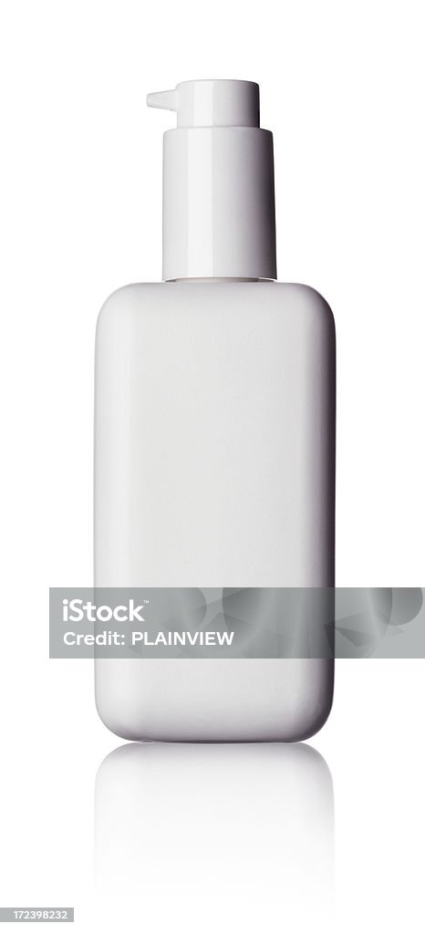 White spray bottle White sprayer with no brand on white background. Laboratory Flask Stock Photo