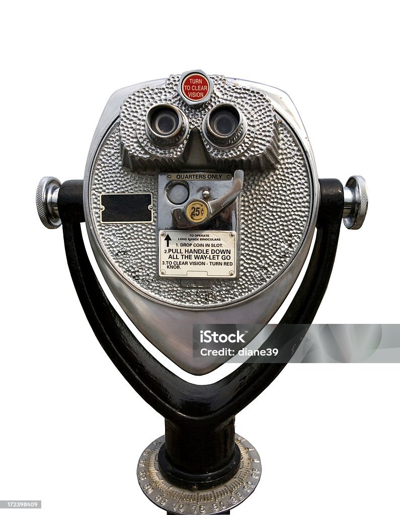 coin operated viewer A coin operated viewing machine. White Background Stock Photo