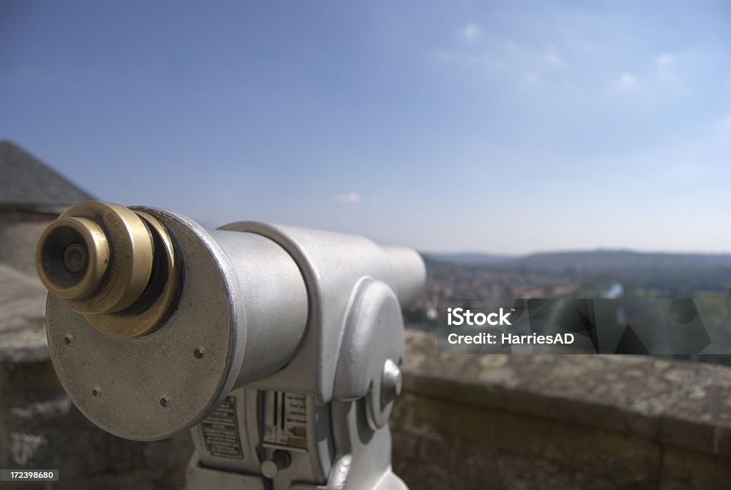 telescope 2 "View over WArzburg, Germany with a telescope in focus" Binoculars Stock Photo