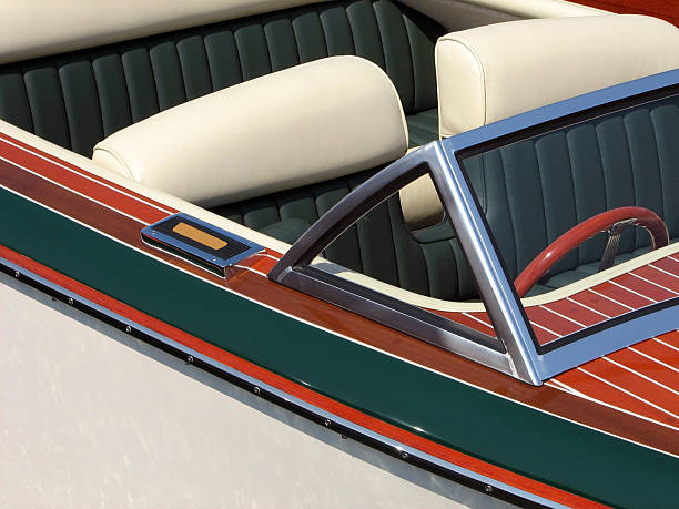 istock Antique Classic Wood Boat Cockpit 172398787