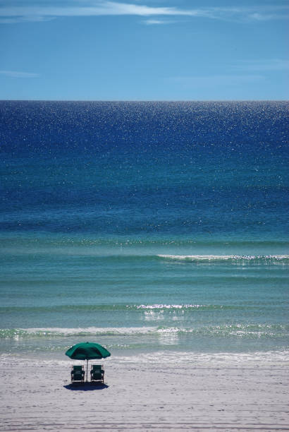 sunny beach, lonely cadeiras - disappearing nature vertical florida - fotografias e filmes do acervo