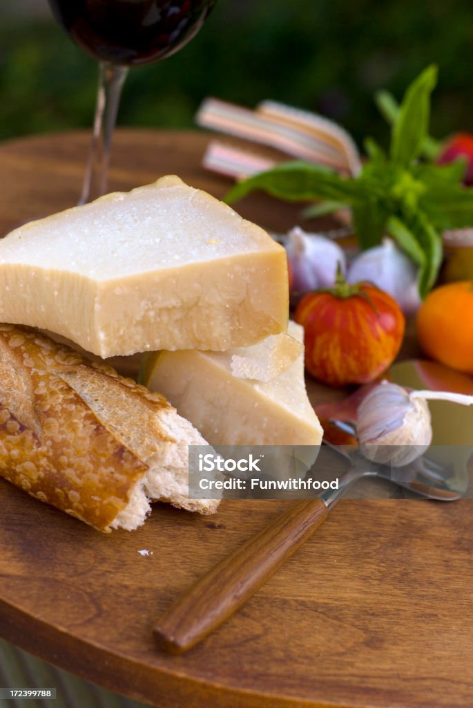 E manjericão, queijo, vinho e massas jantar ingredientes - Foto de stock de Alho royalty-free