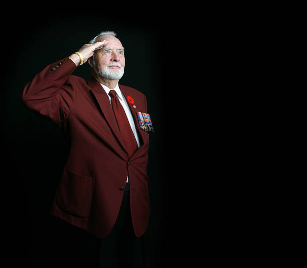 Saluting WWII Veteran stock photo
