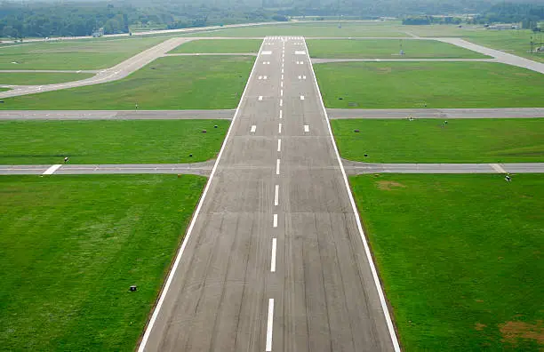 Photo of Airport runway on approach.