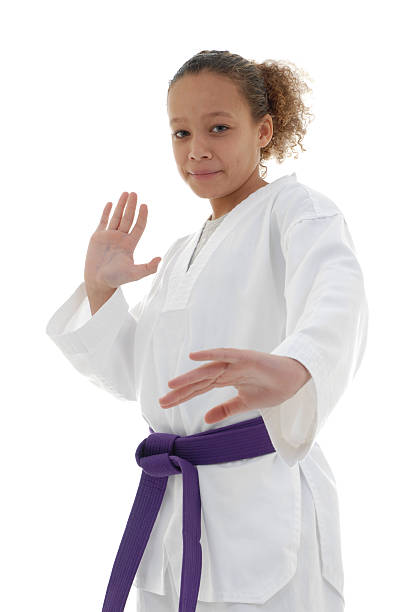 artes marciales niños - purple belt fotografías e imágenes de stock
