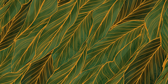 Tropical leaves. Beautiful print with hand drawn exotic plants and dots. Fashion botanical fabric seamless pattern design.