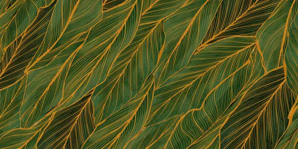 Vector illustration of Tropical leaves. Beautiful print with hand drawn exotic plants and dots. Fashion botanical fabric seamless pattern design.