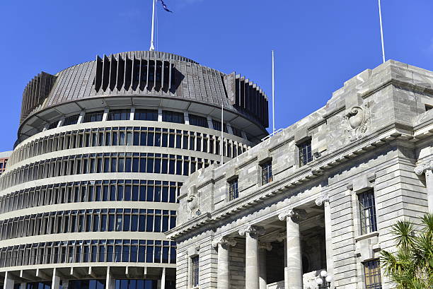 The Beehive New Zealand's national parliament building in Wellington beehive new zealand stock pictures, royalty-free photos & images