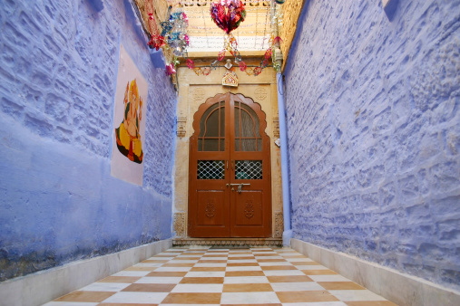 Entrance door in Jaisalmer, Rajasthan, India.