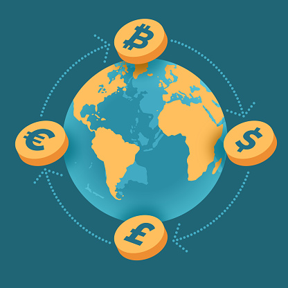 Global currency exchange business money transfer concept.