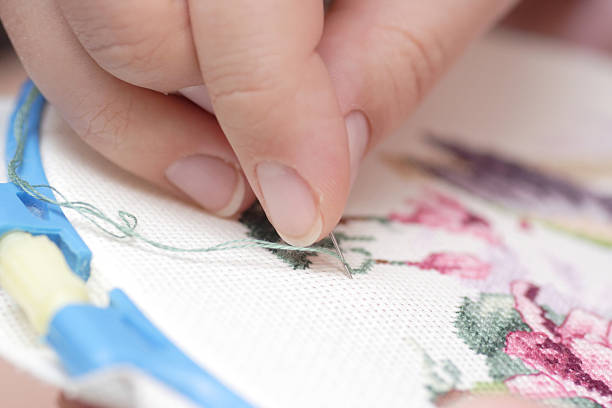 istock Close-up cross stitching embroidery 172402445