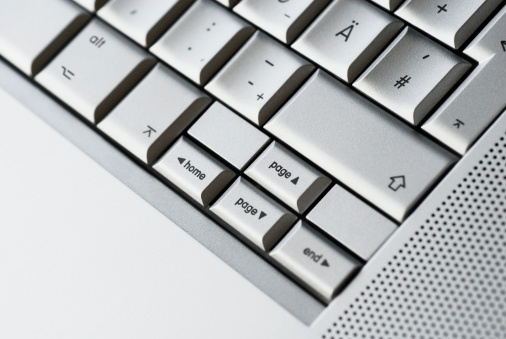Laptop keyboard closeup - focus on home key