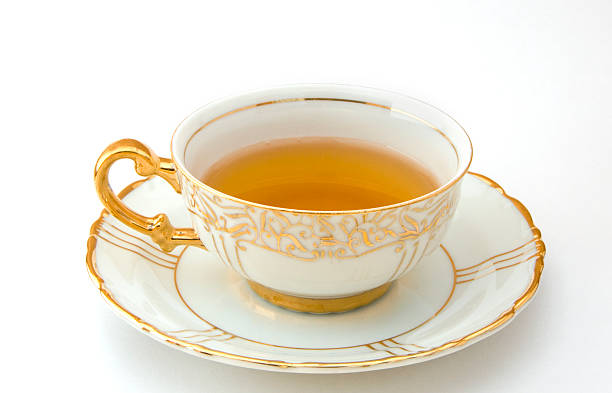 istock Tea Cup, Saucer, Gold, White, Dainty, Hot Beverage, Isolated 172403021