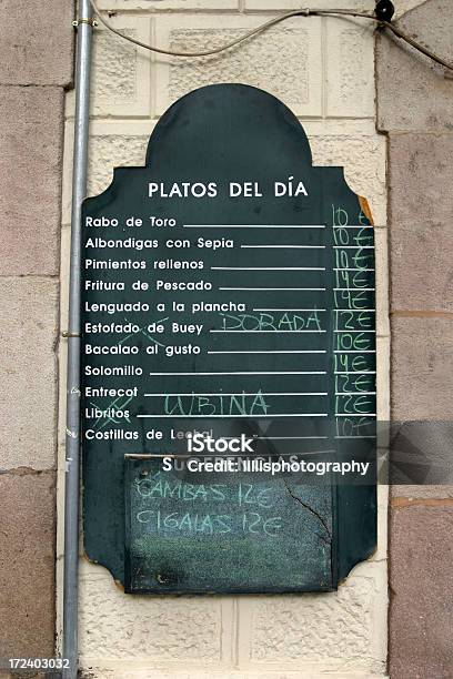 스페인어 메뉴판 보도 노천카페 바르셀로나 거리에 대한 스톡 사진 및 기타 이미지 - 거리, 건물 외관, 바르셀로나-스페인