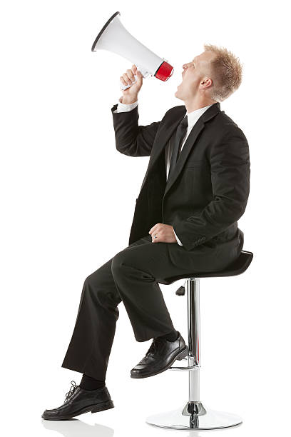 istock Businessman shouting into a bullhorn 172403923
