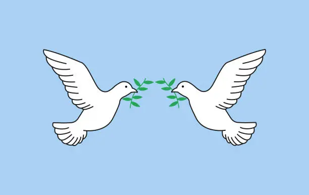 Vector illustration of A peace dove holding an olive branch, freedom and peace