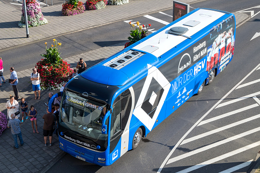 Cologne, Germany - September 9, 2016:  Team bus of the Hamburger SV football department