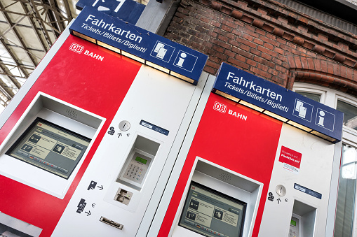 Wismar, Germany - November 9, 2016: DB Deutsche Bahn ticket machines