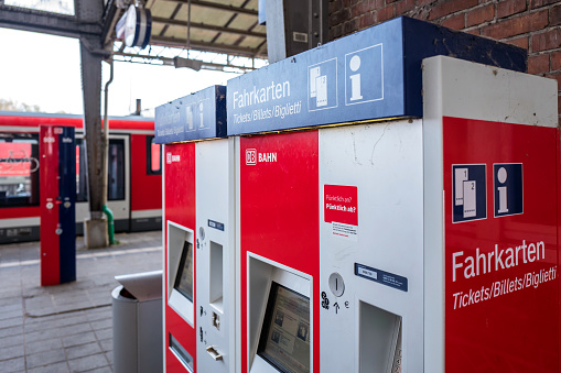 Wismar, Germany - November 9, 2016: DB Deutsche Bahn ticket machines