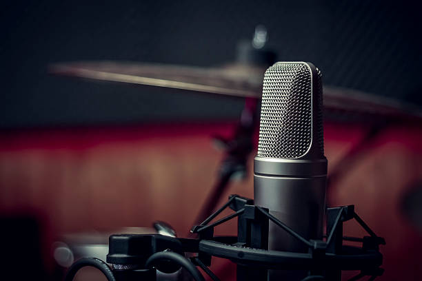 studio microphone stock photo