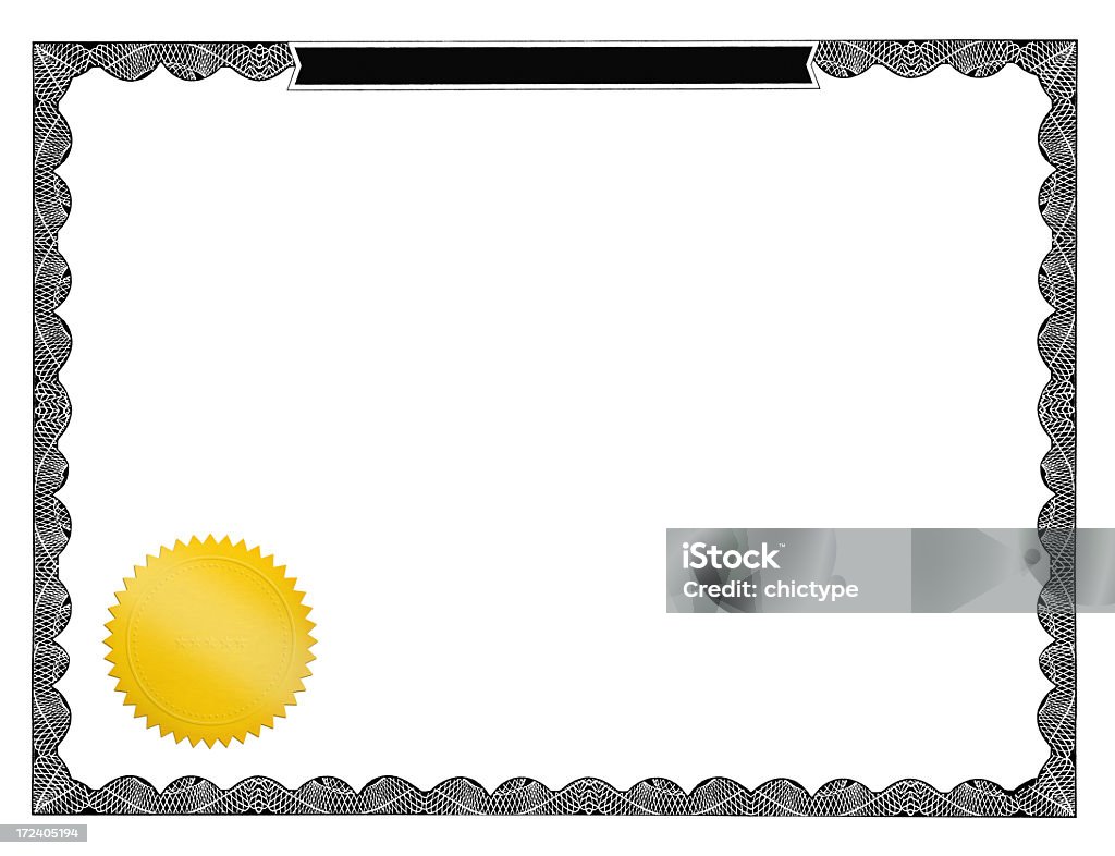 Blank Certificate with a Gold Seal Blank certificate with a gold seal. Border - Frame Stock Photo