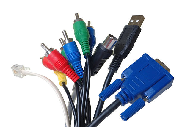 A bunch of assorted computer cables