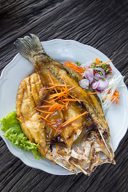 Thai fried Sea Bass with fish sauce