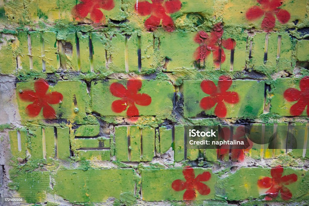 Brick of flowers Funny flowered wall texture. Flower Stock Photo