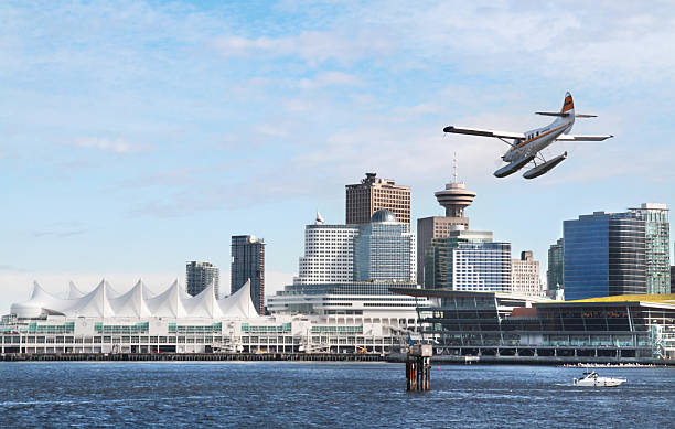 Hidroavión landing en Vancouver - foto de stock