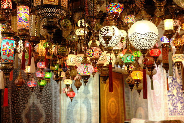 eastern lanterns "Islamic arabesque and middle eastern lights and Commonly used in Ramadan month decoration, shot in Arabian bazaar (souq).. famous in Egypt, morocco and Turkey..etcMore Similar and Arabia Related.." turkey middle east stock pictures, royalty-free photos & images