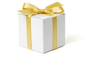 White Gift Box with Gold Bow
