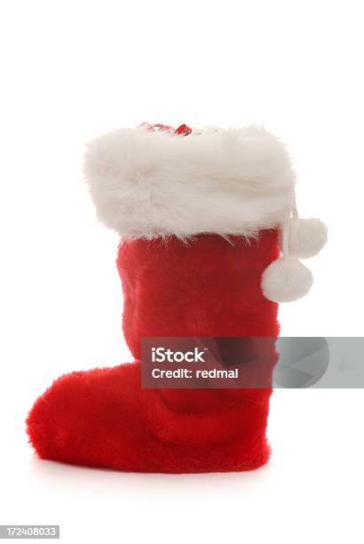 Red And White Christmas Stocking Stock Photo - Download Image Now - Celebration Event, Christmas, Christmas Stocking