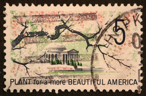 postage stamp celebrating the beautification of america.