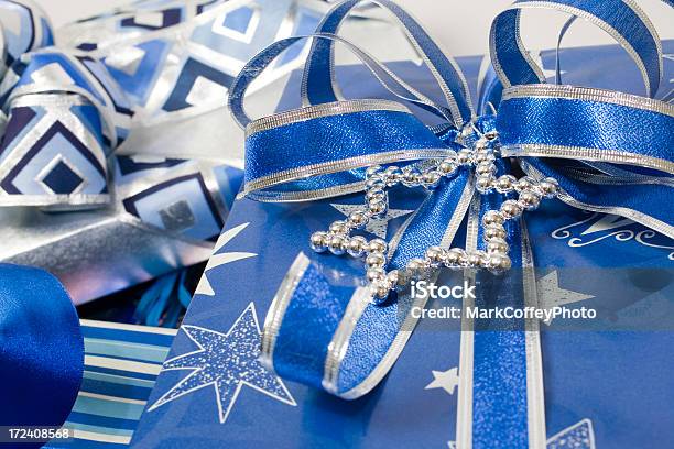 Hanukkah Gift With Blue Bow Stock Photo - Download Image Now - Hanukkah, Gift, Giving