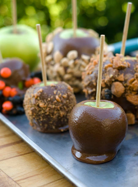 istock Caramel Toffee with Chocolate Candy Granny Smith Apples Halloween Dessert 172408588