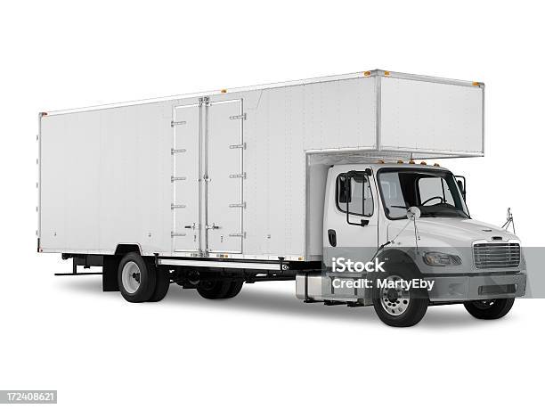 영리목적 배달차 이삿짐 트럭에 대한 스톡 사진 및 기타 이미지 - 이삿짐 트럭, 컷아웃, 흰색 배경