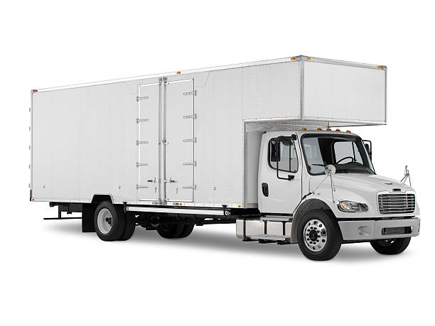 istock White commercial truck on a white background 172408621
