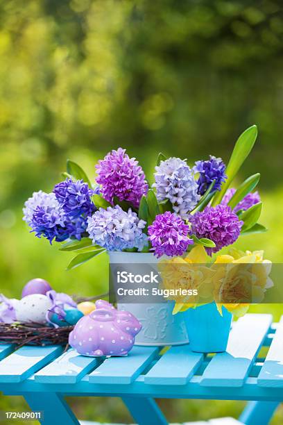 Composition With Flowers And Easter Eggs Stock Photo - Download Image Now - Easter, Flower, Outdoors