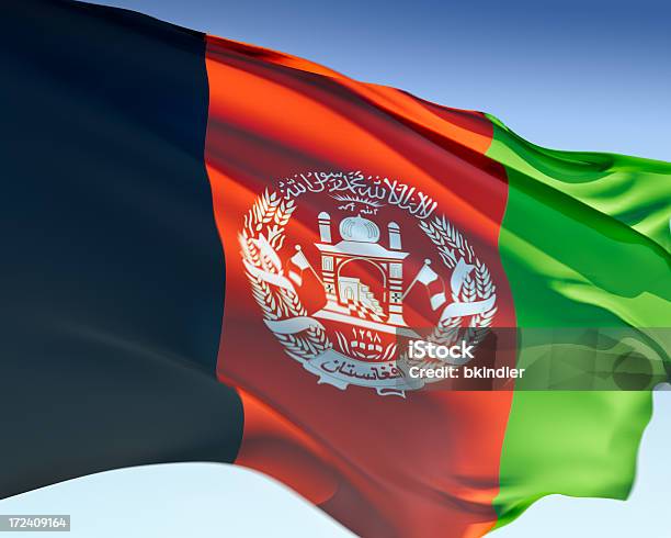 Flag Of Afghanistan Stock Photo - Download Image Now - Afghan Flag, Afghanistan, Blue