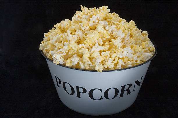 Tub of Popcorn stock photo