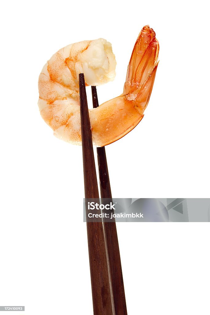 Aislado con camarones frescos de chopstick - Foto de stock de Camarón - Marisco libre de derechos