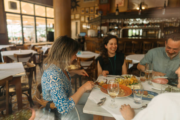 istock Group of friends on a brunch in a restaurant 1724101090