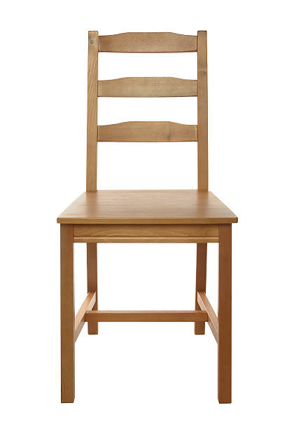 simple, clásica silla de madera aislada sobre fondo blanco; foto de estudio - chair fotografías e imágenes de stock